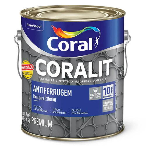 Esmalte Sintético Coralit Antiferrugem Cor Branco 3,6L - Coral