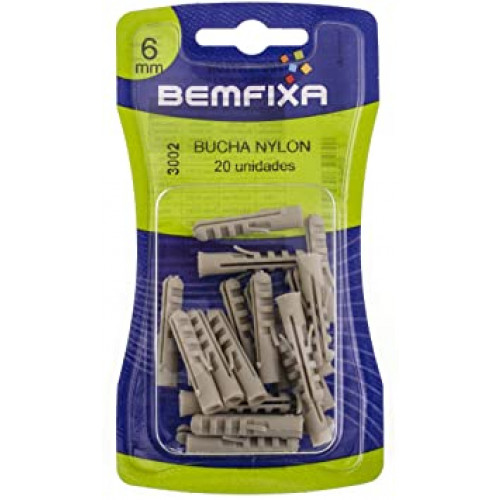 Kit com 20 Buchas de Nylon de 6mm 3002 - Bemfixa