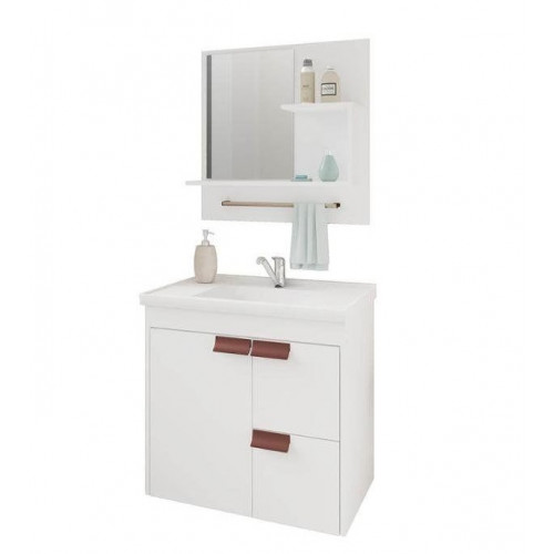 Gabinete Tulipa com Espelho 59cm Branco - Mgm