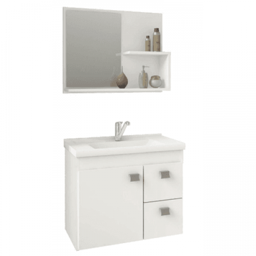 Gabinete Hortência com Espelho 55cm Branco - Mgm