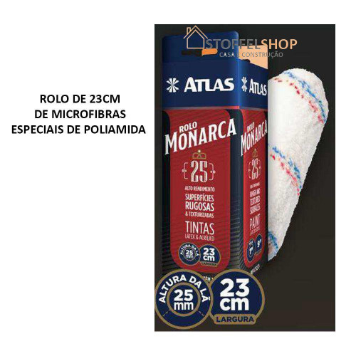 Rolo Monarca para Pintura Lã Sintética 22mm At722/22 - Atlas 