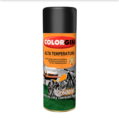 Tinta Spray Alta Temperatura Preto Fosco 350ml 5722 - Colorgin 