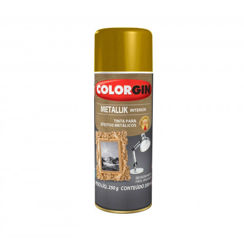 Tinta Spray Metallik Ouro 350ml 52 - Colorgin