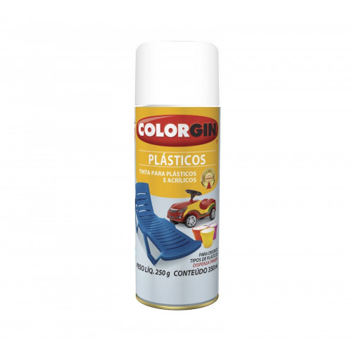 Tinta Spray para Plástico Cor Branco Fosco 350ml 1520 - Colorgin