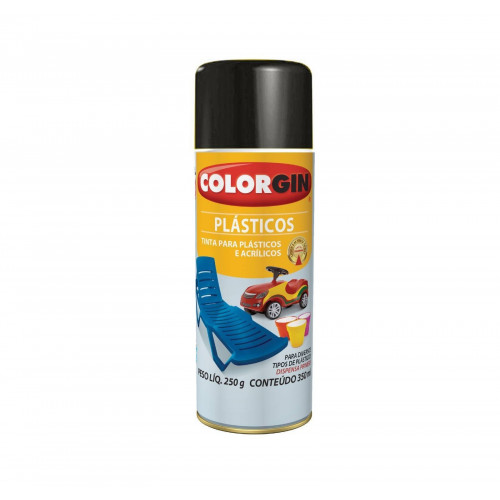 Tinta Spray para Plástico Preto Brilhoso 350ml 1502 - Colorgin