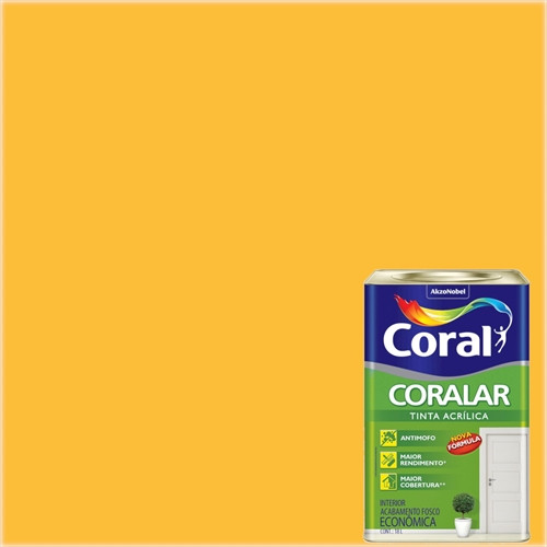 Tinta Coralar Econômica Acrílica Fosco Amarelo Frevo 18L - Coral