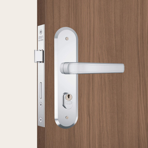 Fechadura Externa 1801/23 Acabamento Cromado Espelho de Aço Inox - Stam