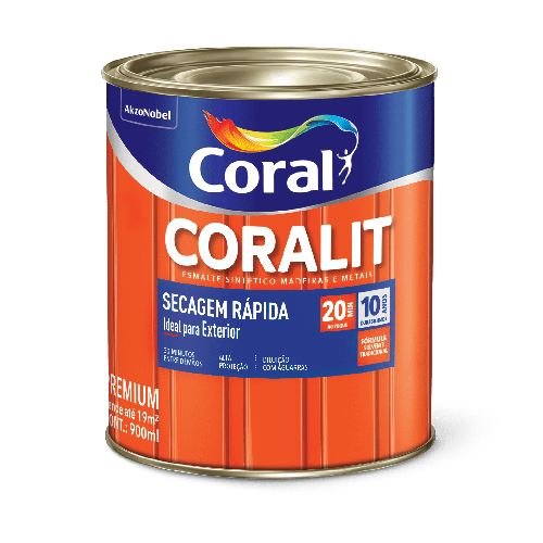 Tinta Esmalte Coralit Secagem Rápida Brilhante  Branco 900ML - Coral