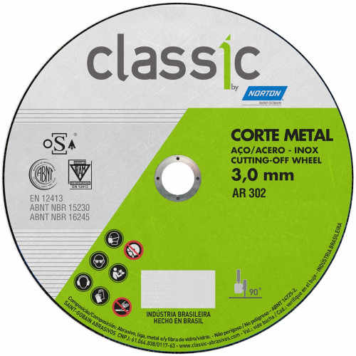 Disco de Corte Classic Ar302 115x3.0x22.23mm - Norton