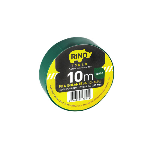 Fita Isolante Anti-Chamas 19mmx10m Verde- Rino