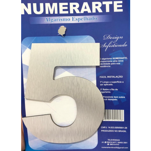 Algarismo Acm Prata Nº 5 - Numerarte