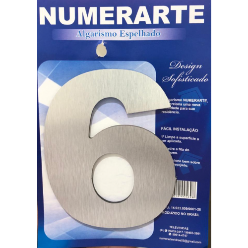 Algarismo Acm Prata Nº 6 - Numerarte