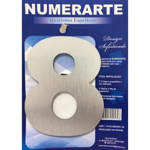 Algarismo Acm Prata Nº 8 - Numerarte