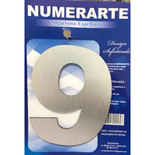 Algarismo Acm Prata Nº 9 - Numerarte