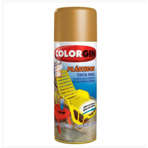 Tinta Spray para Plástico Cor Ouro Metal 350ml 1521 - Colorgin