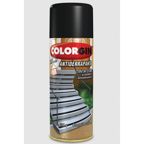 Tinta Spray Antiderrapante Preto 350ml 1601 - Colorgin