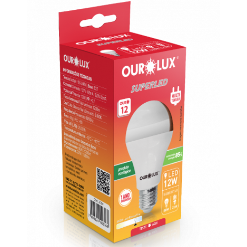  Lâmpada Led Ouro 12w 6500k 20042 - Ourolux