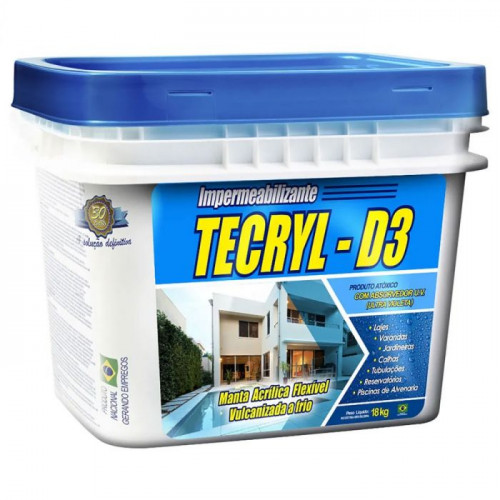 Impermeabilizante Acrílico D3 Branco 18kg - Tecryl