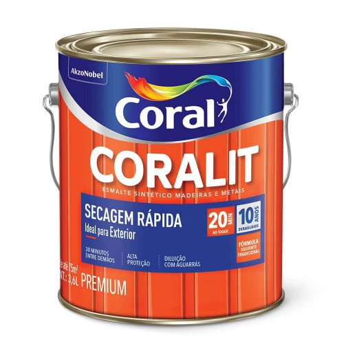 Tinta Esmalte Coralit Secagem Rápida Sintético Brilhante Marrom Conhaque 3,6L - Coral