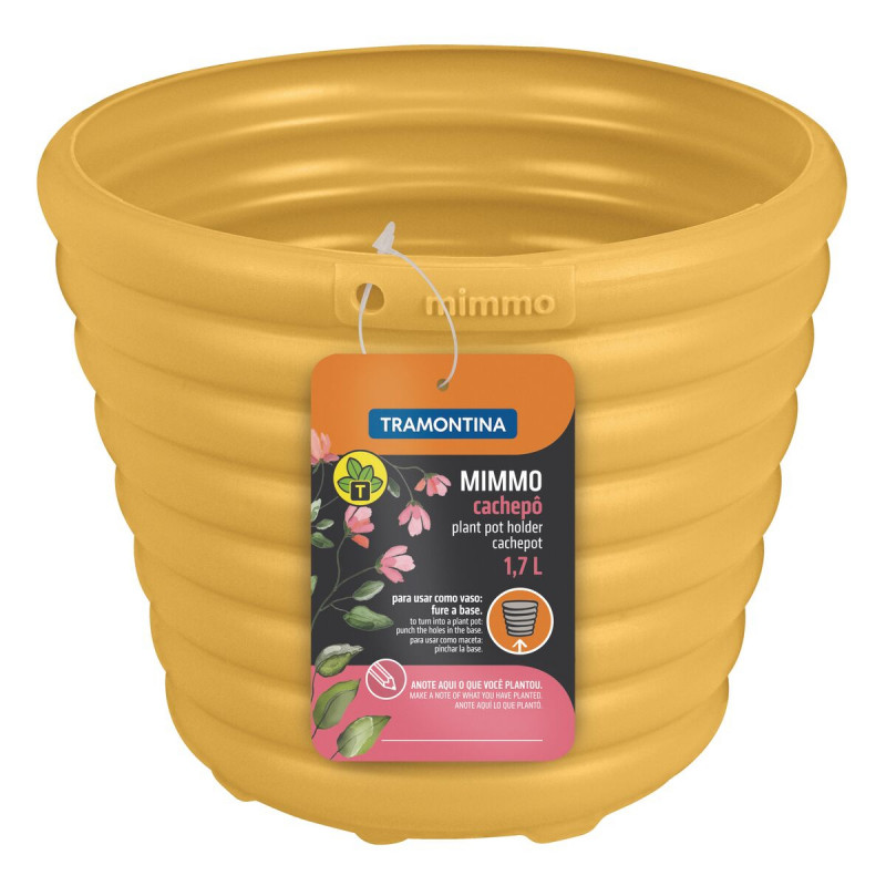 Vaso Mimmo em Plástico para Flores Amarelo 1,7 Litros 78125/157 - Tramontina 