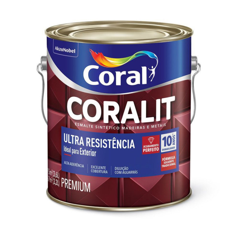 Tinta Esmalte Sintético Fosco Coralit Cor Preto 3,6L - Coral