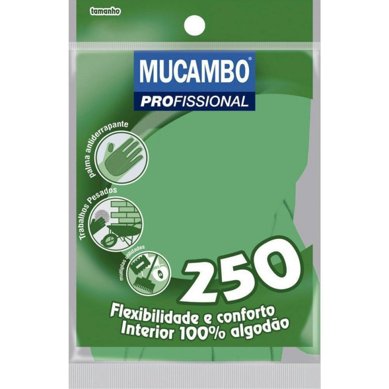 Luva Antiderrapante Verde Forrada Média - Mucambo 
