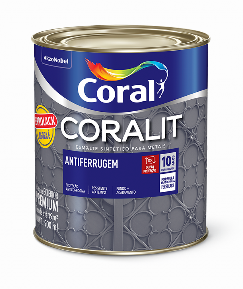 Esmalte Sintético Coralit Antiferrugem Cor Branco 900ml - Coral