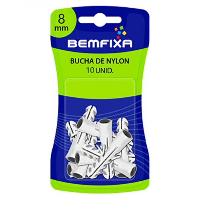 Kit com 10 Buchas de Nylon 08mm 3004 - Bemfixa