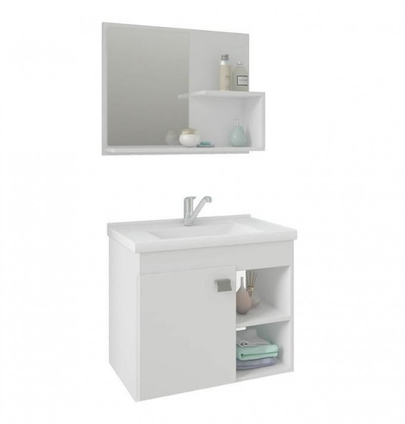 Gabinete Lótus com Espelho 55cm Branco - Mgm 