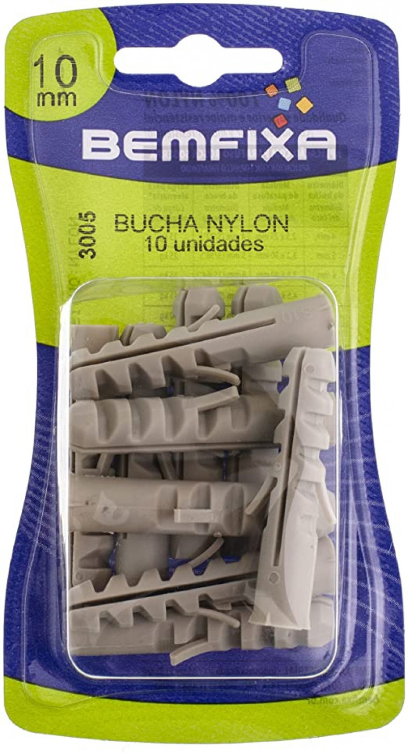 Kit com 10 Buchas de Nylon 10mm 3005 - Bemfixa 