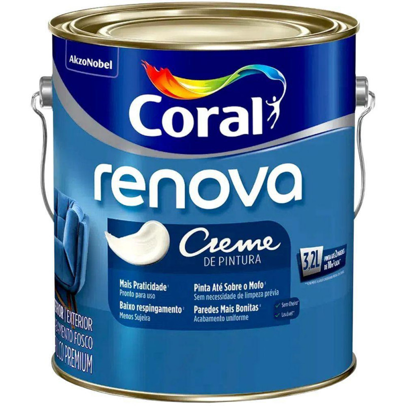 Tinta Acrílica Renova Fosco Cor Branco 3,2L - Coral