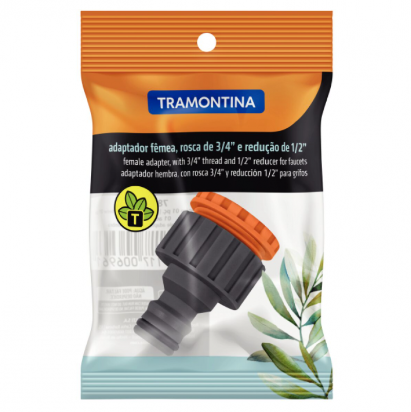 Adaptador Fêmea com Rosca 3/4" e Redução 1/2" em Plástico para Jardim 78502/000 - Tramontina 