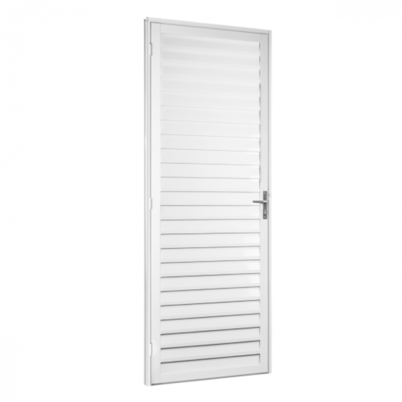 Porta de Abrir de Alumínio 210x80cm Veneziana Metalflex Branca Lado Direito - Aluvid