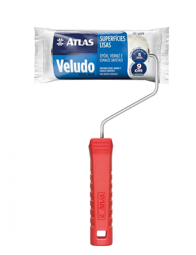 Rolo 329/9 Veludo 9cm Com Suporte - Atlas