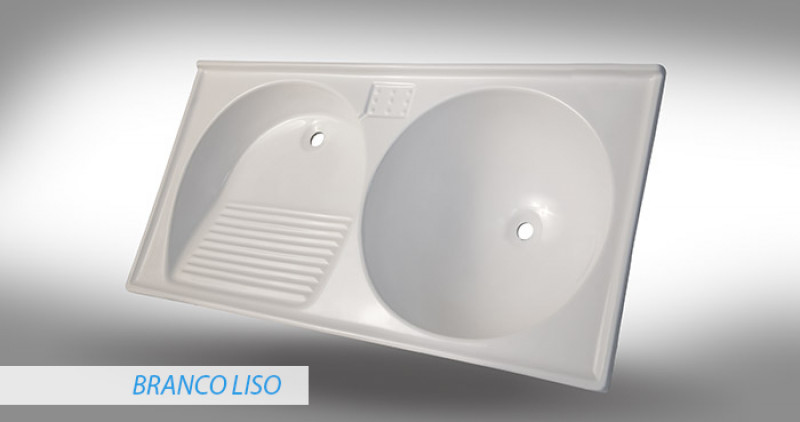 Tanque Granito Sintético 100x50cm Delta Branco Liso - Bella Pia