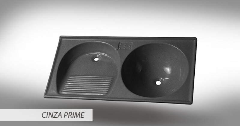 Tanque de Granito Sintético 100x50cm Delta Cinza Prime - Bella Pia