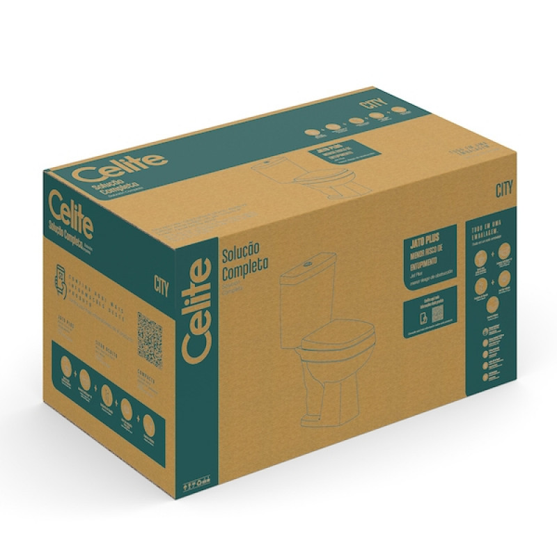 Kit City Bacia com Caixa Acoplada e Itens de Instalação Branco - Celite