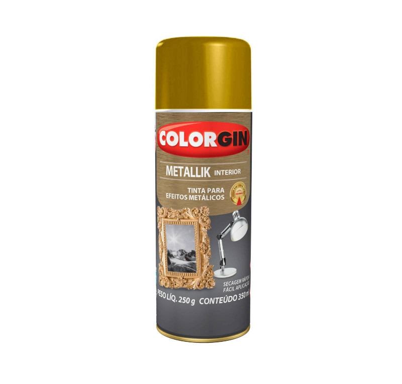 Tinta Spray Metallik Ouro 350ml 52 - Colorgin