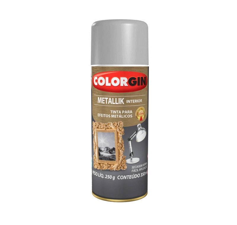 Tinta Spray Metallik Prata 350ml 53 - Colorgin