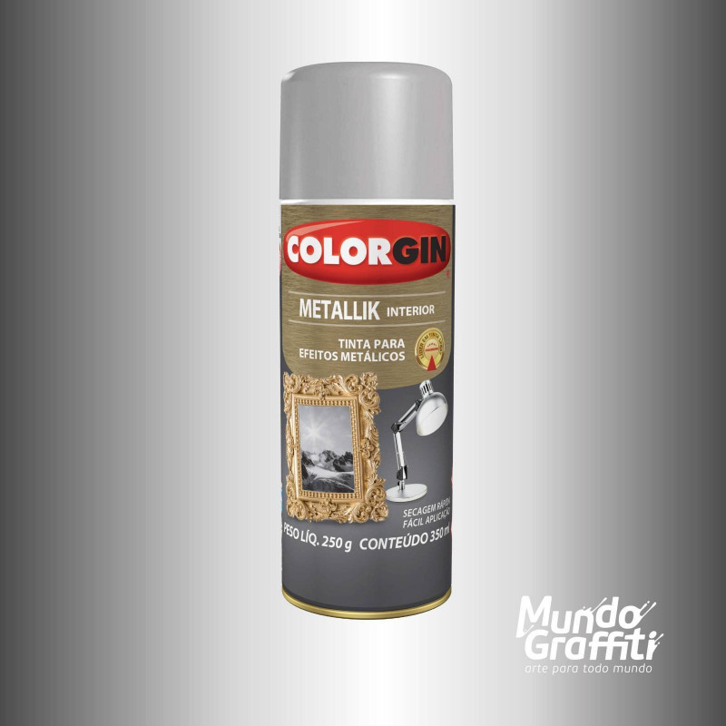 Tinta Spray Metallik Prata 350ml 53 - Colorgin