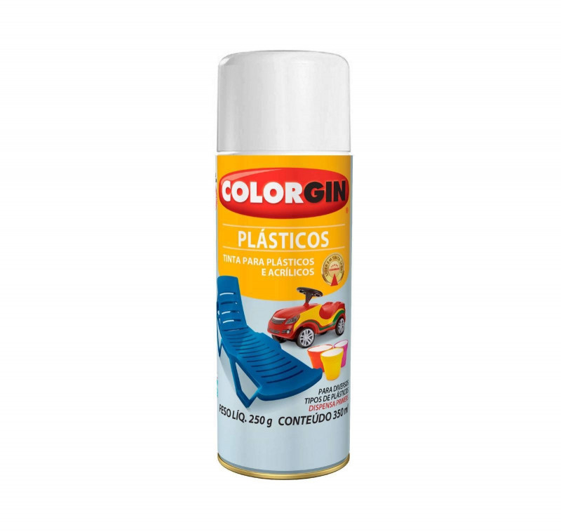 Tinta Spray para Plástico Branco Brilhante 350ml 15g01 - Colorgin