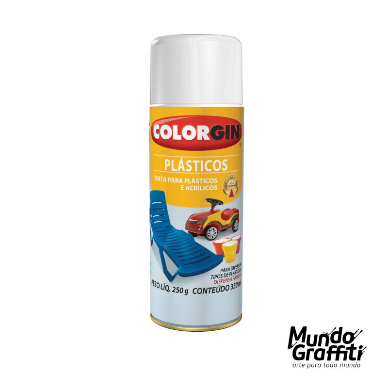 Tinta Spray para Plástico Branco Brilhante 350ml 15g01 - Colorgin