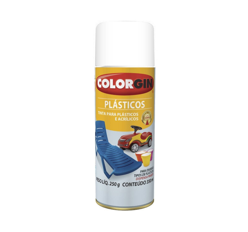 Tinta Spray para Plástico Cor Branco Fosco 350ml 1520 - Colorgin