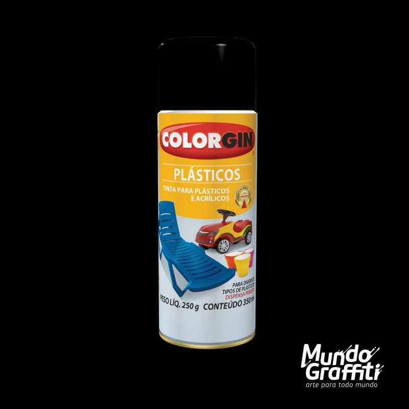 Tinta Spray para Plástico Preto Fosco 350ml 1511 - Colorgin