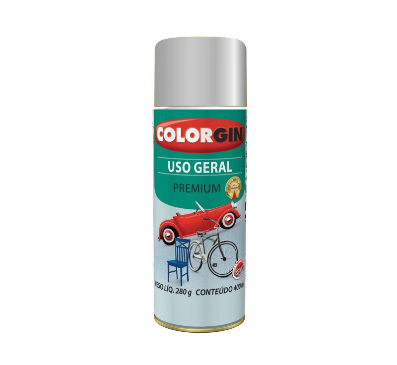 Tinta Spray Uso Geral Prata Real 400ml 57061 - Colorgin