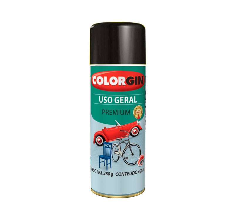  Tinta Spray Uso Geral Preto Rapido 400ml 52001 - Colorgin