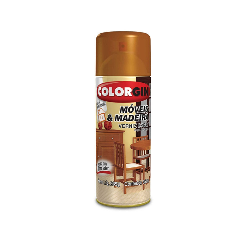  Spray Verniz Moveis E Madeira Mogno Brilhante 350ml - Colorgin