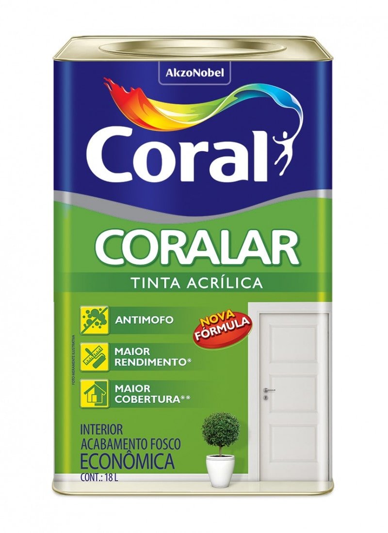 Tinta Coralar Econômica Acrílica Fosco Verde Limão 18L - Coral