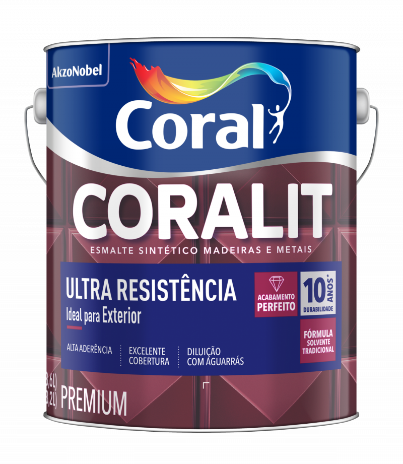 Esmalte Sintético Coralit Ultra Resistência Fosco Cor Branco 0,9l - Coral