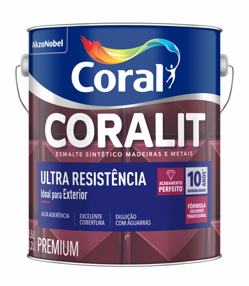 Esmalte Sintético Coralit Ultra Resistência Fosco Cor Preto 0,9l - Coral